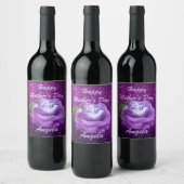 Lavender Diamond Roos Paars Faux Glitter Wijn Etiket (Flessen)