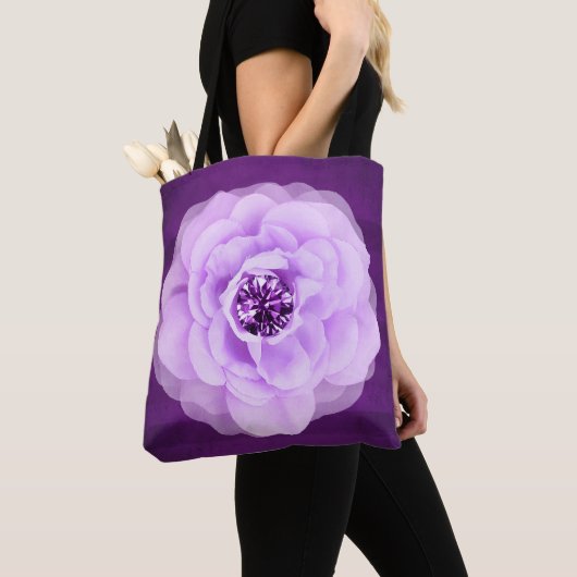 Lavender Diamond Roos Paars Grunge Tote Bag (Dichtbij)
