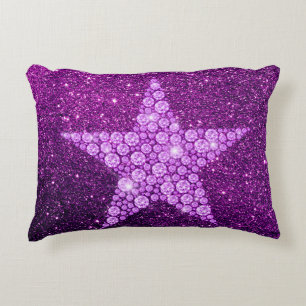 Lavender Diamond Star Paars Faux Glitter Decoratief Kussen