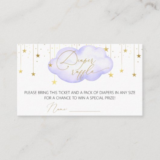 Lavender Diaper Raffle Ticket, Moon & Stars-kaart Informatiekaartje (Voorkant)