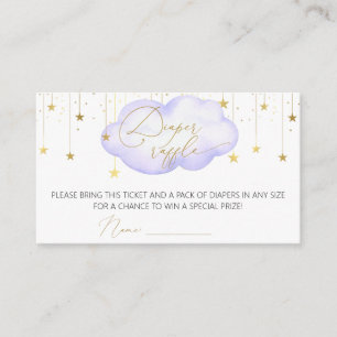 Lavender Diaper Raffle Ticket, Moon & Stars-kaart Informatiekaartje