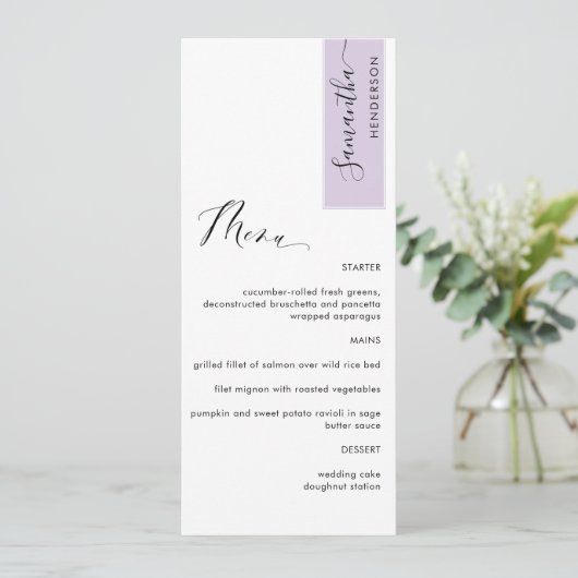 Lavender die met het Elegant Menu van de Naam van  (Staand voorkant)