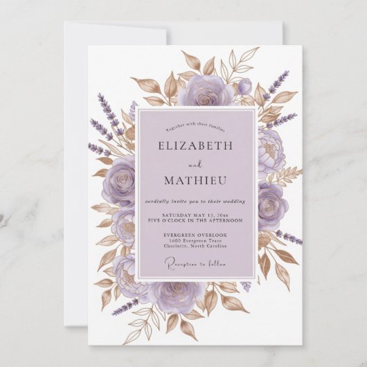 Lavender Divine Botanical Wedding Kaart (Voorkant)