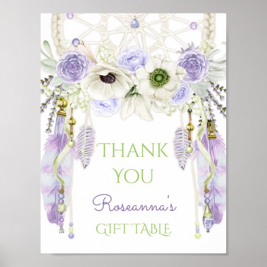 Lavender Dream Catcher Tribal Boho Sign Poster (Voorkant)