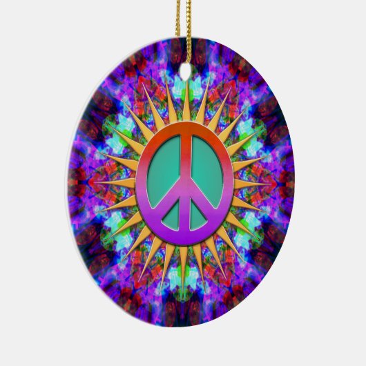 Lavender Dreams Groovy Peace Sign Ornament (Rechts)