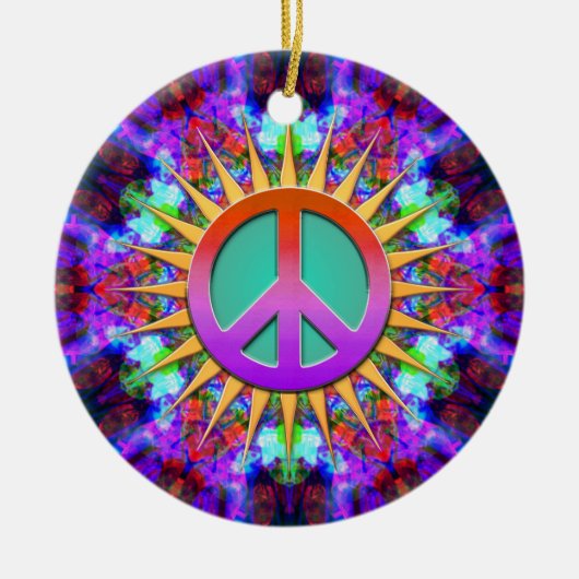 Lavender Dreams Groovy Peace Sign Ornament (Voorkant)