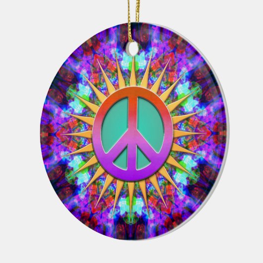 Lavender Dreams Groovy Peace Sign Ornament (Links)
