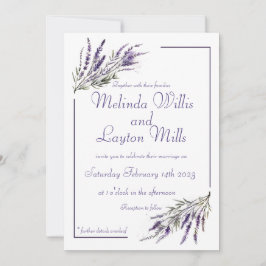 Lavender Dreams: Uitnodiging tot Waterverf bruilof
