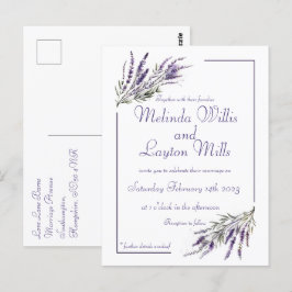 Lavender Dreams: Waterverf bruiloft Briefkaart