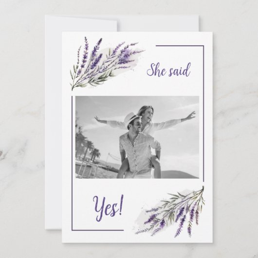 Lavender Dreams: Waterverf Engagement Party Kaart (Achterkant)