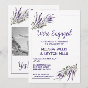 Lavender Dreams: Waterverf Engagement Party Kaart