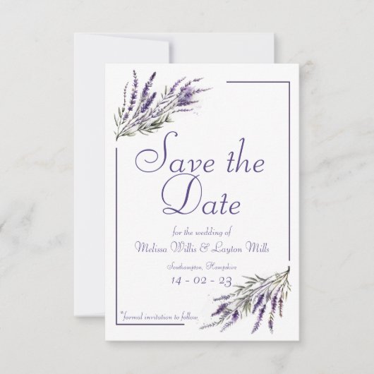 Lavender Dreams: Waterverf sparen de datum uitnodi Save The Date (Voorkant)