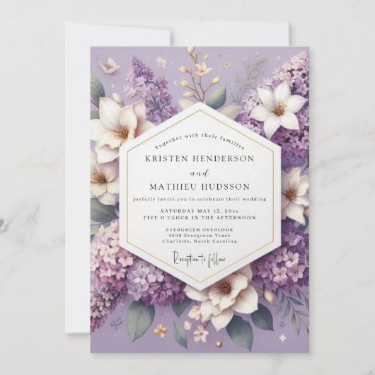 Lavender Dreamy Blossom Wedding Kaart (Voorkant)