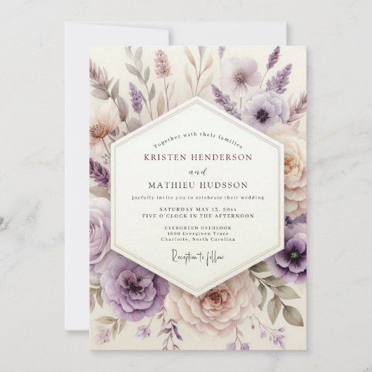 Lavender Dreamy Floral Wedding Kaart (Voorkant)
