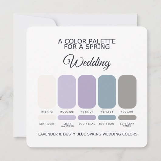 Lavender & Dusty Blue Spring Wedding Palette Card Kaart (Achterkant)