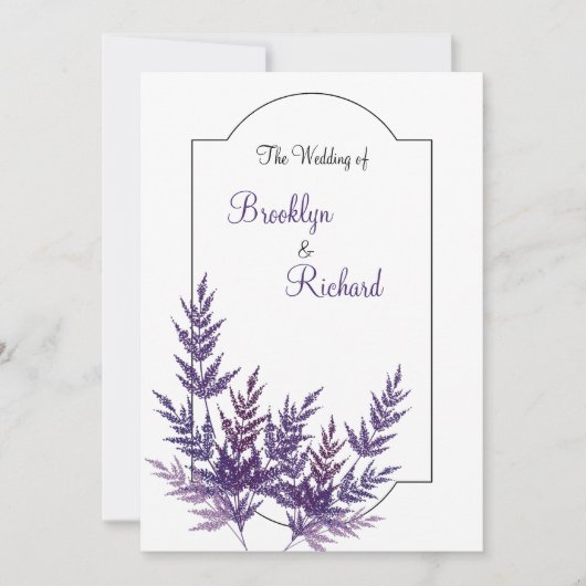 Lavender Dusty paars, botanische bruiloft Kaart (Voorkant)