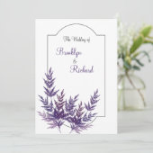 Lavender Dusty paars, botanische bruiloft Kaart (Staand voorkant)