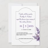 Lavender Dusty paars, botanische bruiloft Kaart (Achterkant)