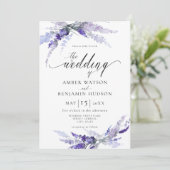Lavender Dusty Puple Botanical Floral Wedding Kaart (Staand voorkant)