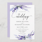 Lavender Dusty Puple Botanical Floral Wedding Kaart (Voorkant / Achterkant)