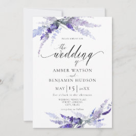 Lavender Dusty Puple Botanical Floral Wedding Kaart