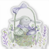 Lavender Easter Bunny, Eieren en mandje Sticker (Voorkant)