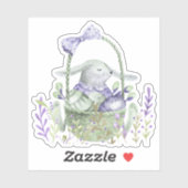 Lavender Easter Bunny, Eieren en mandje Sticker (Vel)