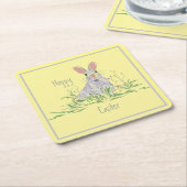 Lavender Easter Bunny Yellow Kartonnen Onderzetters (Schuin)