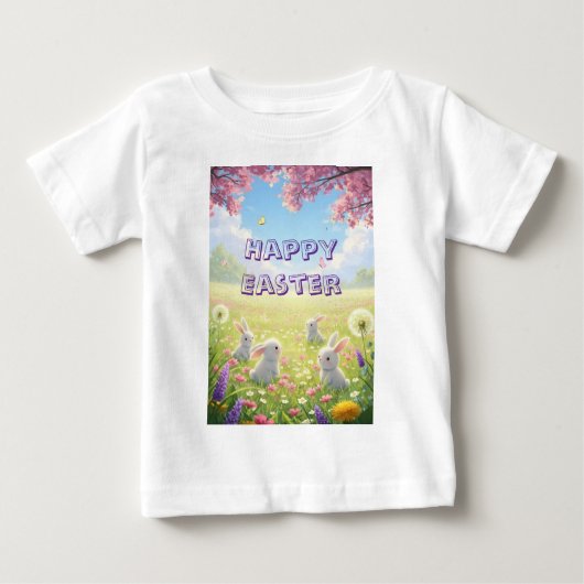 Lavender Easter Cute White Bunny Floral Spring  (Voorkant)