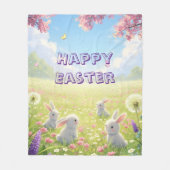 Lavender Easter Cute White Bunny Floral Spring  Fleece Deken (Voorkant)