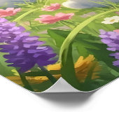 Lavender Easter Cute White Bunny Floral Spring  Poster (Hoek)