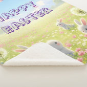 Lavender Easter Cute White Bunny Floral Spring  Sherpa Deken (3/4)