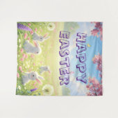 Lavender Easter Cute White Bunny Floral Spring Wandkleed (Voorkant (horizontaal))