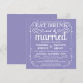 Lavender Eat Drink en huwelijksuitnodigingen Kaart (Voorkant / Achterkant)