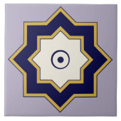 Lavender, Ecru en Navy Blue Middle East Tile Tegeltje (Voorkant)