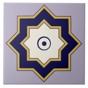 Lavender, Ecru en Navy Blue Middle East Tile Tegeltje