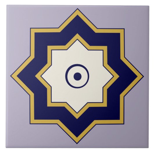Lavender, Ecru en Navy Blue Middle East Tile Tegeltje (Voorkant)