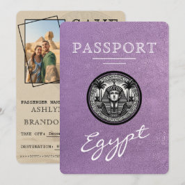 Lavender Egypt Passport Wedding Save the Date