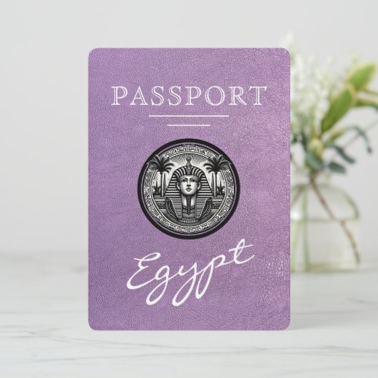 Lavender Egypt Passport Wedding Save the Date (Staand voorkant)