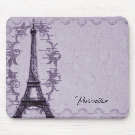 Lavender Eiffel Tower Mousepad Muismat (Voorkant)