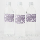 Lavender Elegant Boho Floral Personalized Wedding Waterfles Etiket (Flessen)