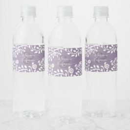 Lavender Elegant Boho Floral Personalized Wedding Waterfles Etiket