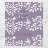 Lavender Elegant Boho Floral Personalized Wedding Wijn Etiket (Enkel label)