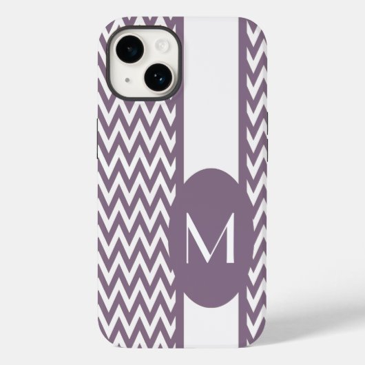 Lavender Elegant Chevron Design met monogram Case-Mate iPhone Case (Achterkant)