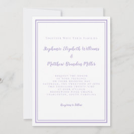 Lavender Elegant Classic Minimalist Wedding Script Kaart