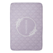 Lavender Elegant Damask gepersonaliseerd Badmat (Voorkant Verticaal)