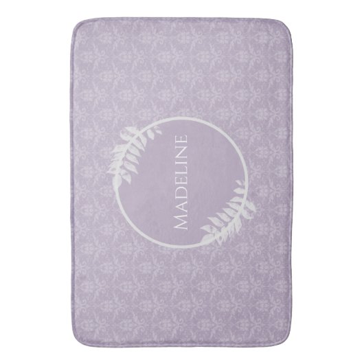 Lavender Elegant Damask gepersonaliseerd Badmat (Voorkant Verticaal)