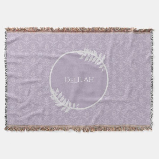 Lavender Elegant Damask gepersonaliseerd Deken (Voorkant)