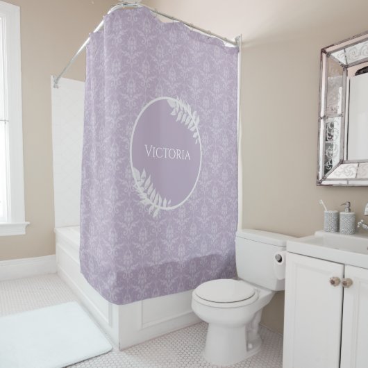 Lavender Elegant Damask gepersonaliseerd Douchegordijn (In situ)