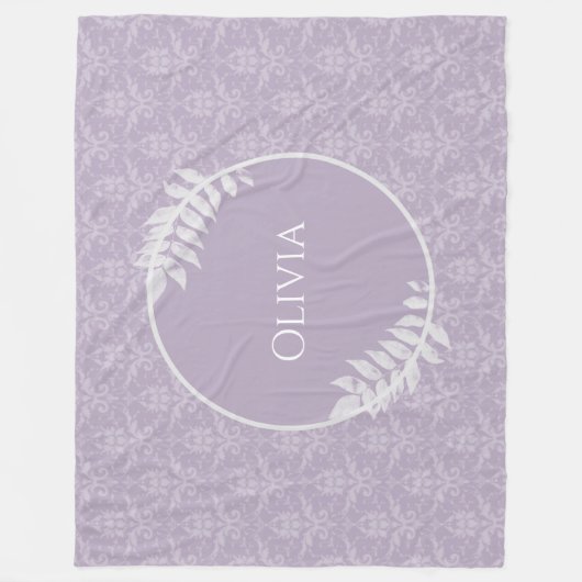 Lavender Elegant Damask gepersonaliseerd Fleece Deken (Voorkant)